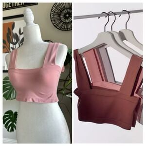 NWOT Free People Straight Lines Bralette M/L Pull On Longline Wide Strap Stretch